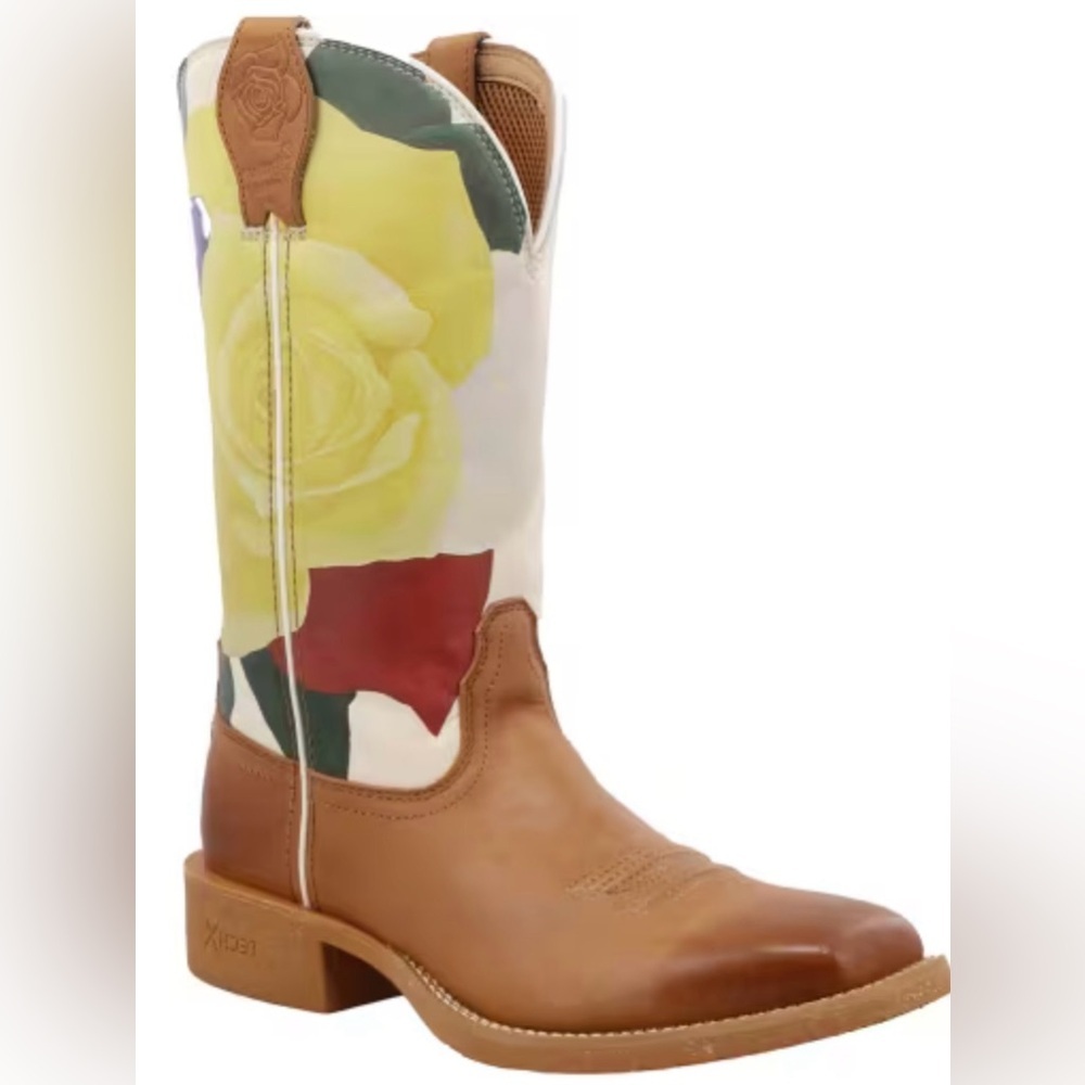 Twisted X Women's 11 in. Tech X Boot Tan & yellow rose Size 7.5